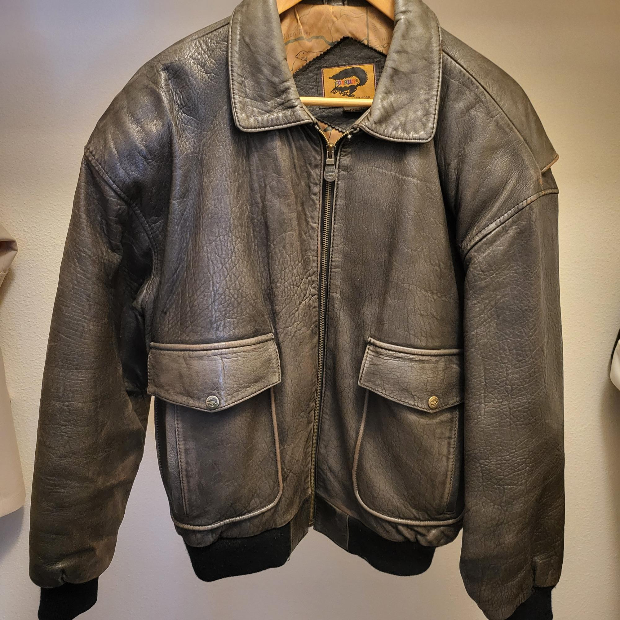 ジャケット・アウター rye chasin Mohawk leather bomber jacket Lot # 4 - Vintage Men's Fox Run Brown Leather Bomber Jacket